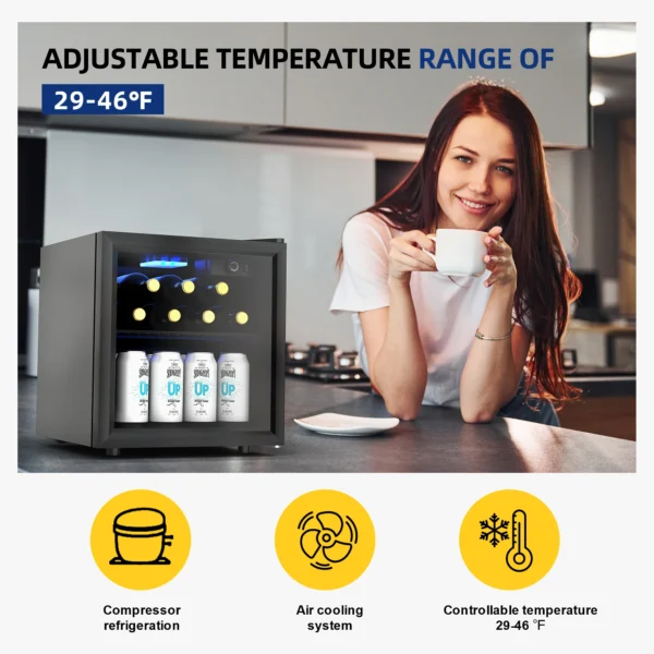 SIMZLIFE 54 Can Beverage Refrigerator and Cooler with Single Glass Door,Countertop Beverage for Beer Drinks Wines,1.2 cu.ft - Image 2