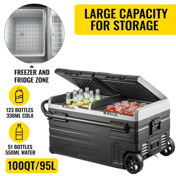 VEVOR 75L 95L Small Car Fridge 12V/24V Portable Mini Dual Storage Zone Refrigerator Compressor Truck Freezer Cooler for Home Use - Image 3