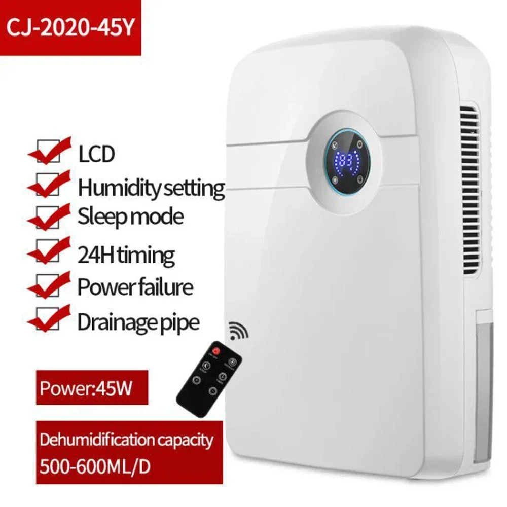 Houselin Dehumidifier for Home, 2.5 Liter Water Tank, Bathroom Bedroom (700 sq.ft) Dehumidifiers with Drain Hose